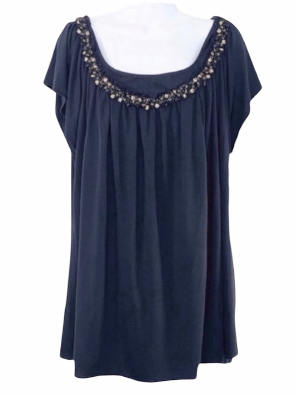 BORDEAUX beaded trim short sleeve blouse NEW
